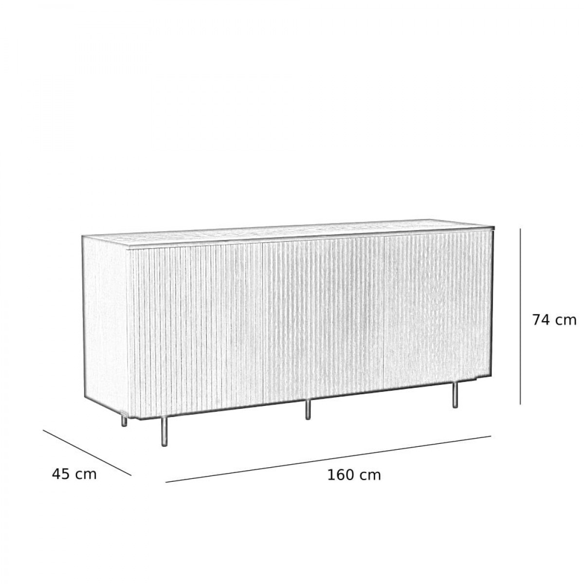 Sideboard Aline Black/Natural Oak 160 cm