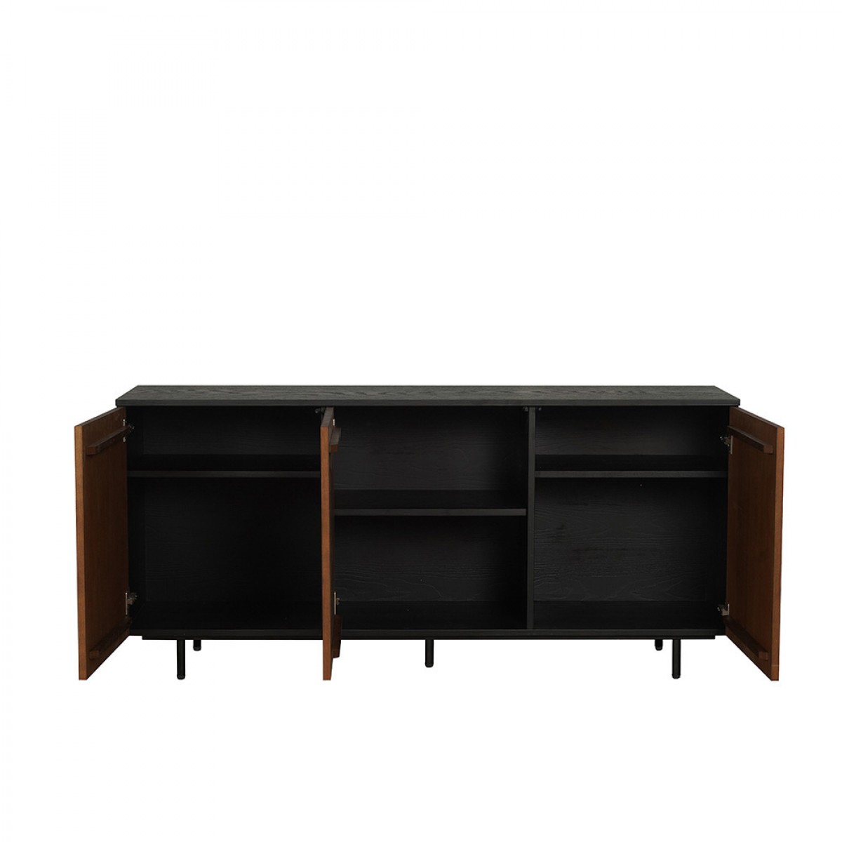 Dressoir Aline Zwart/Rustiek Eiken 160 cm