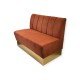 Luxury Upholstered Restaurant Bench Clara luxury restaurant bench in terracotta upholstery with vertical channelled backrest and matte gold HPL base