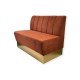 Luxury Upholstered Restaurant Bench Clara luxury restaurant bench in terracotta upholstery with vertical channelled backrest and matte gold HPL base