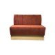 Luxury Upholstered Restaurant Bench Clara luxury restaurant bench in terracotta upholstery with vertical channelled backrest and matte gold HPL base