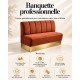 Luxury Upholstered Restaurant Bench Clara luxury restaurant bench in terracotta upholstery with vertical channelled backrest and matte gold HPL base