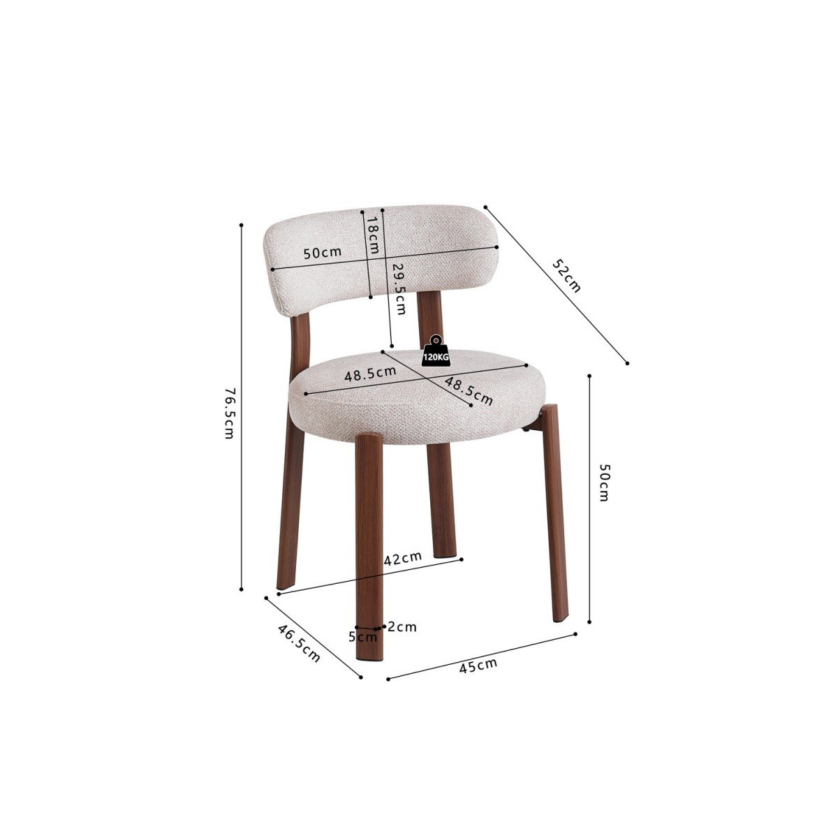 Chair Restaurant Cafe Bar And Horeca - CANNAS Beige / Walnut-colored leg Chair Restaurant Cafe Bar And Horeca - CANNAS Beige / Walnut-colored leg
