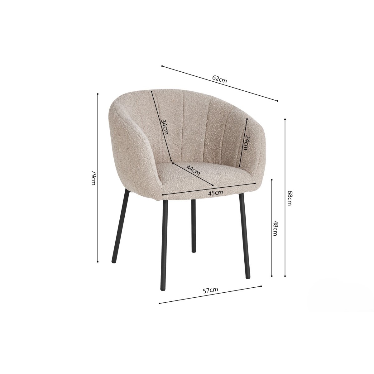 Chaise Restaurant Cafe Bar Et Horeca - NORA SABLE BOUCLE Chaise Restaurant Cafe Bar Et Horeca - NORA SABLE BOUCLE