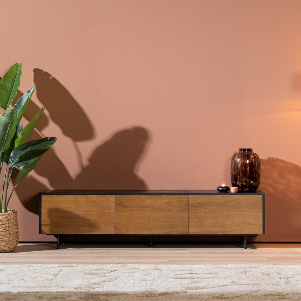TV Cabinet Avento Black / Rustic Oak 180 cm