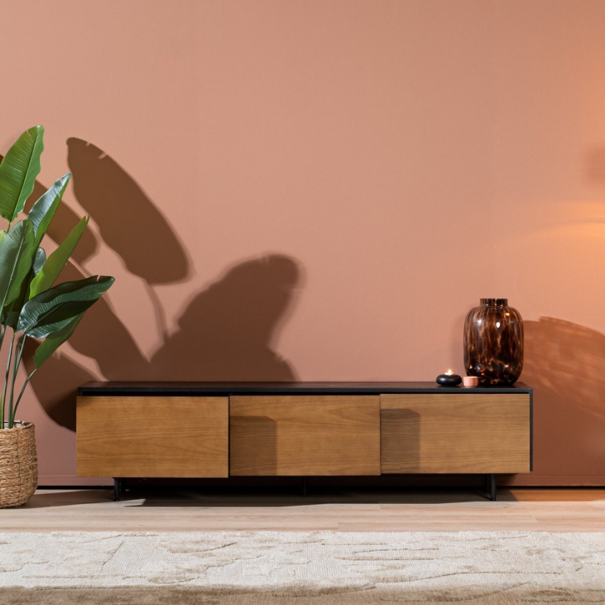 TV Cabinet Avento Black / Rustic Oak 180 cm