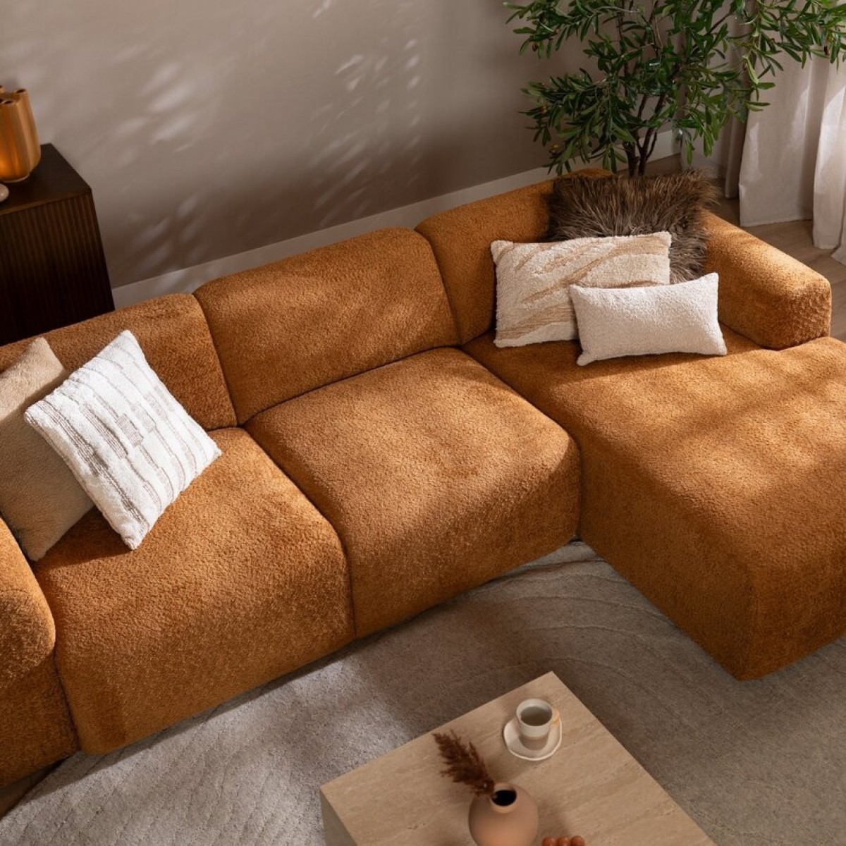 Canapé D'angle Droite Meline Cognac Canapé D'angle Droite Meline Cognac