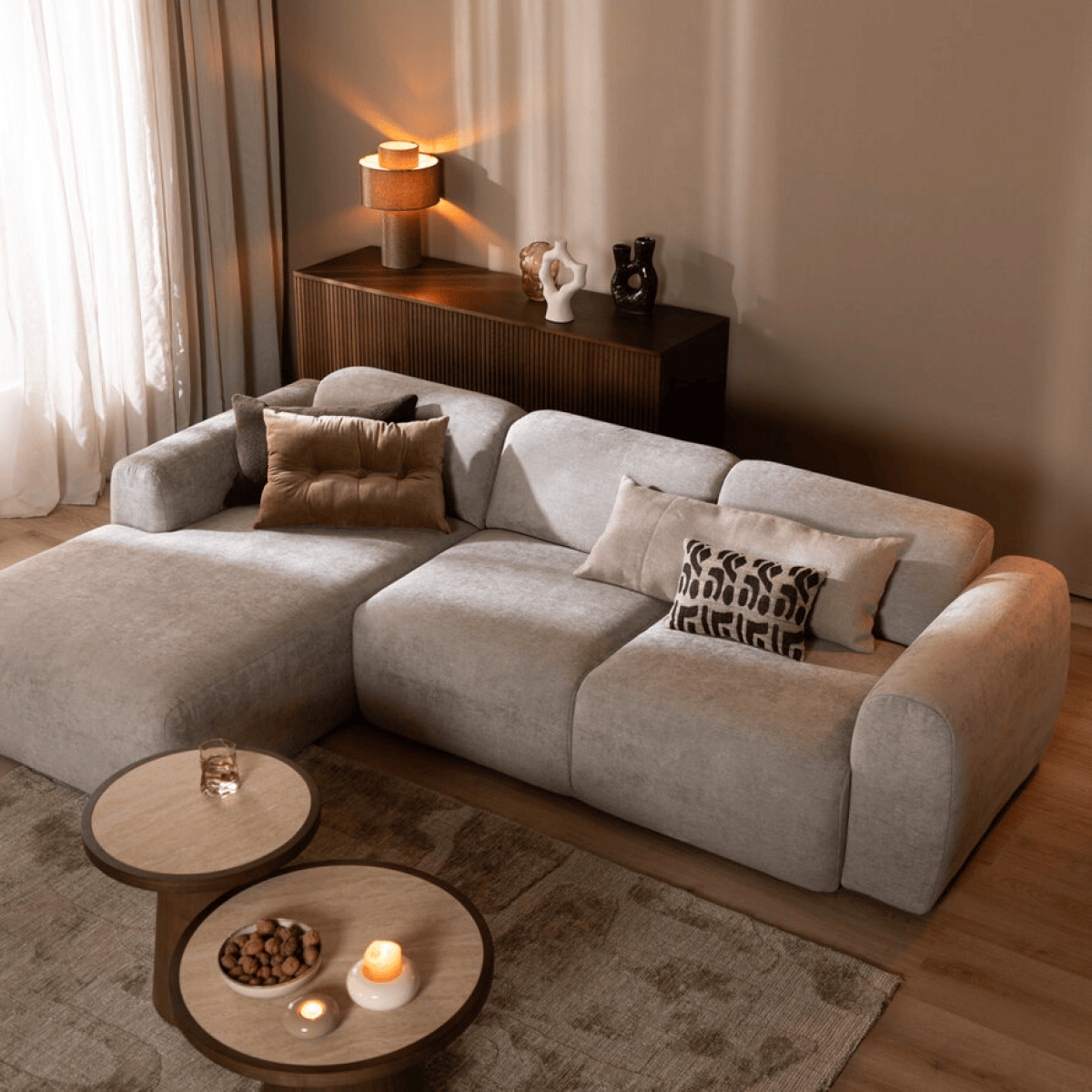 Ecksofa Links Meline Taupe