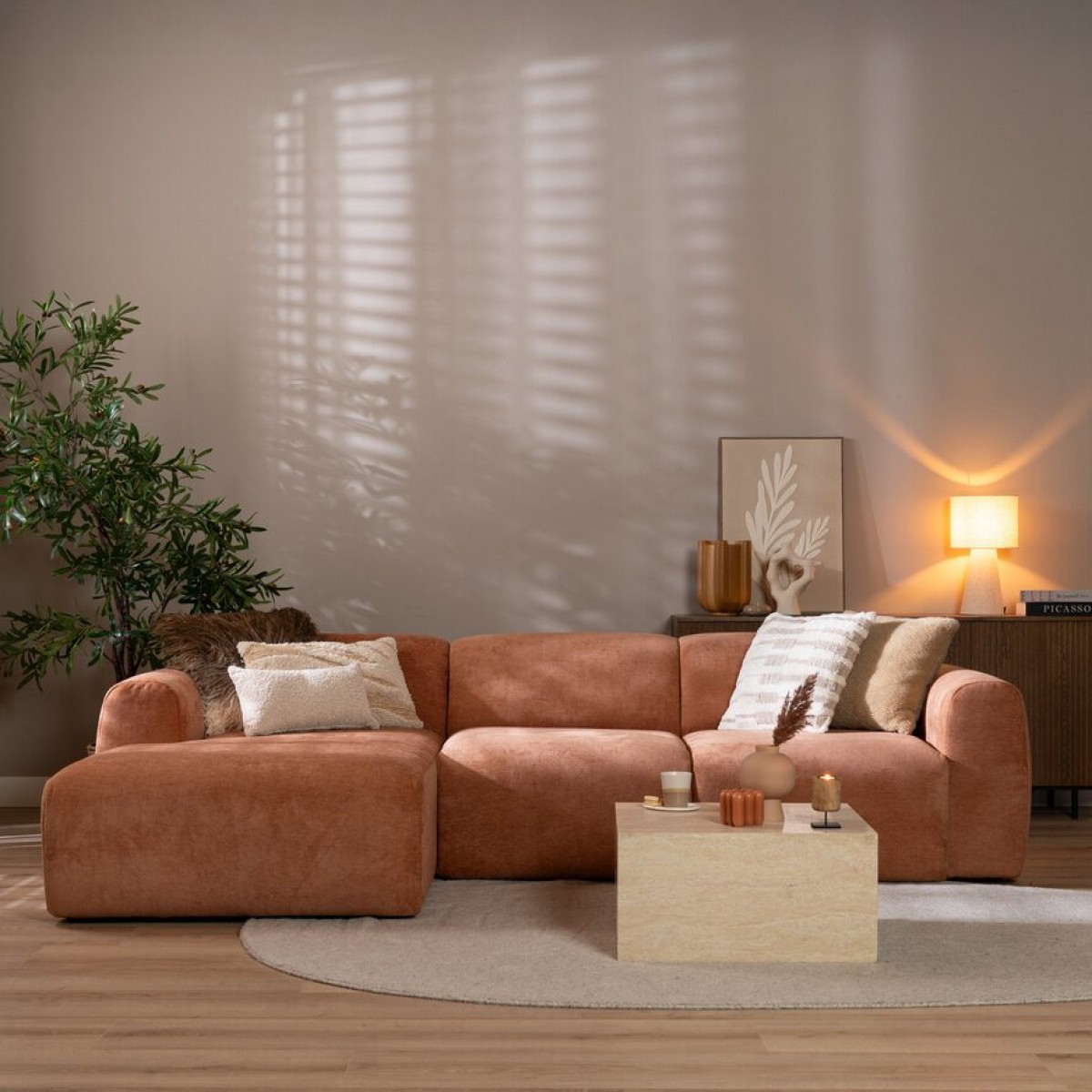Corner Sofa Left Meline Terra Cotta