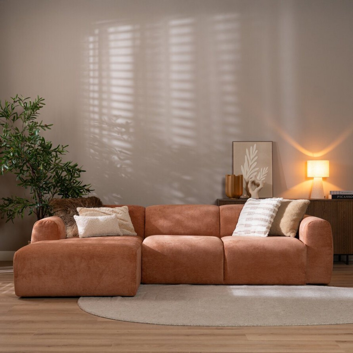 Corner Sofa Left Meline Terra Cotta