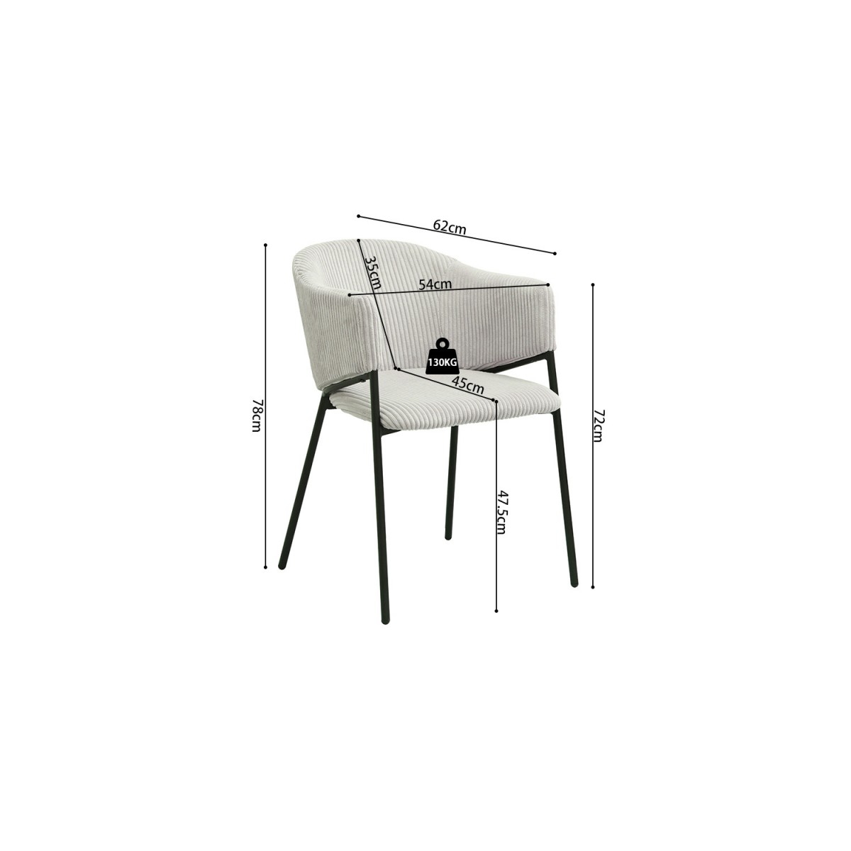 Stoel Restaurant Cafe  Bar En Horeca -  Express Colduroy Grijs
