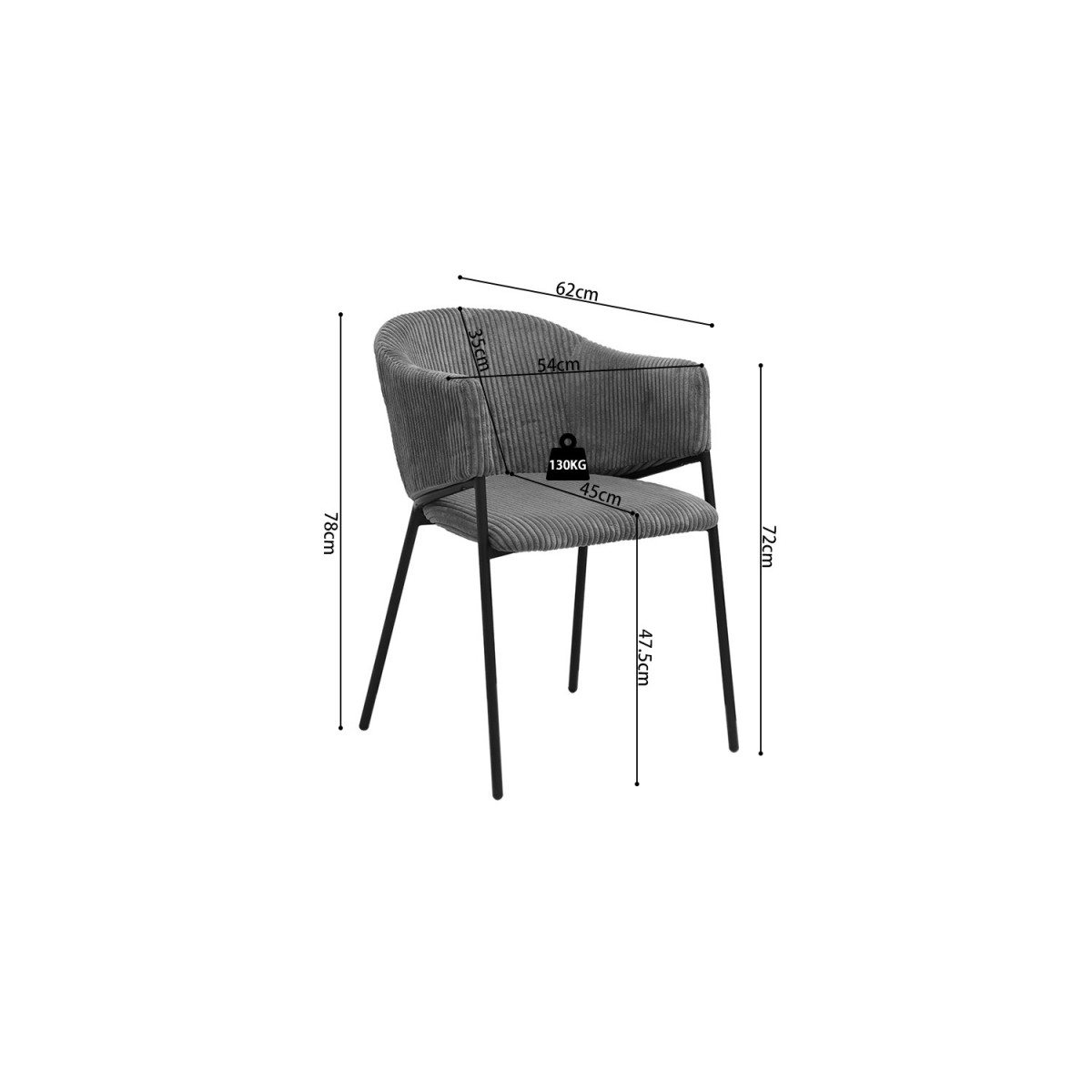 Stoel Restaurant Cafe Bar En Horeca - Express Colduroy Donkergrijs Stoel Restaurant Cafe Bar En Horeca - Express Colduroy Donkergrijs
