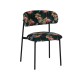Chaise Restaurant Cafe Bar Et Horeca - Ferry Velours vert chasseur | Imprimé flamant rose