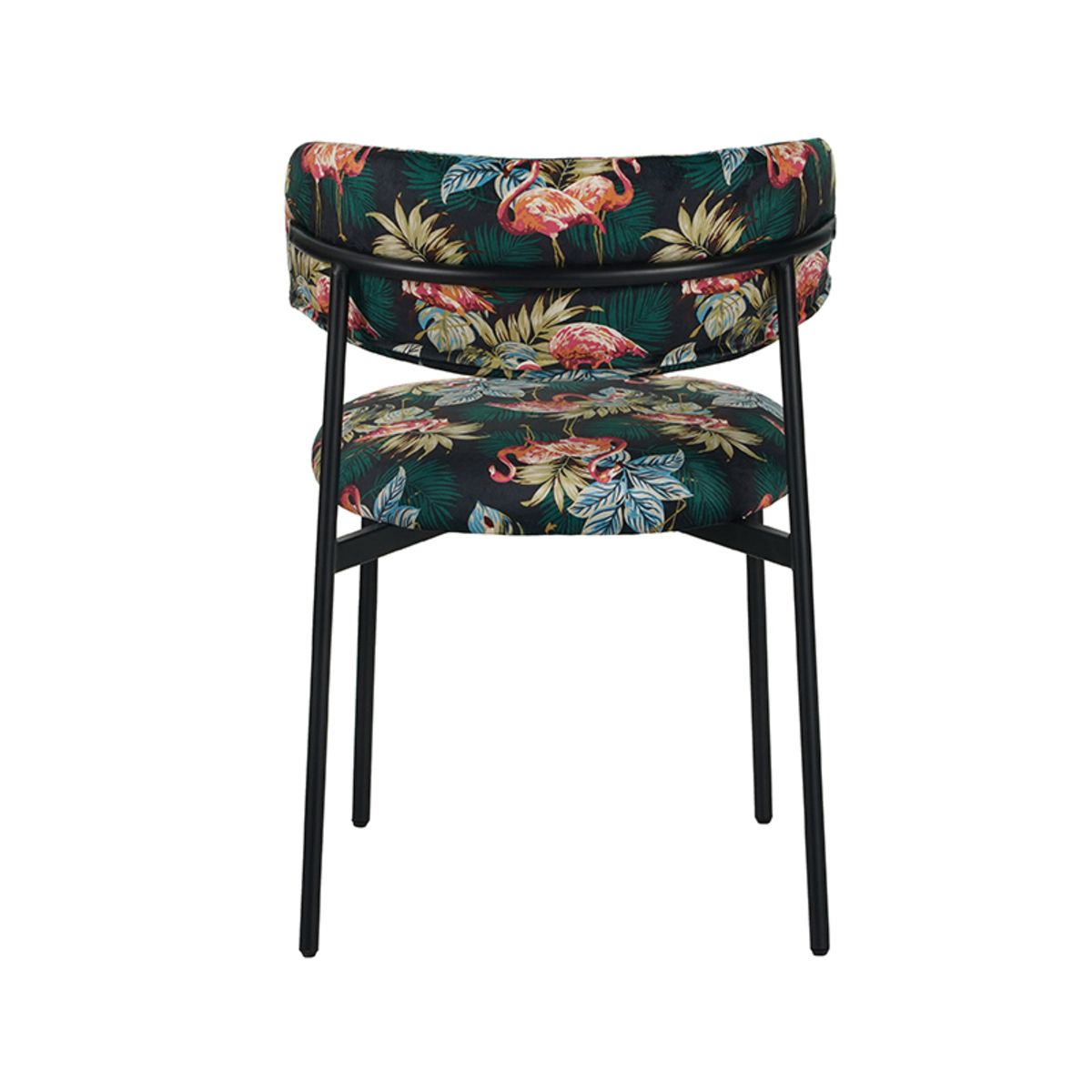 Chaise Restaurant Cafe Bar Et Horeca - Ferry Velours vert chasseur | Imprimé flamant rose