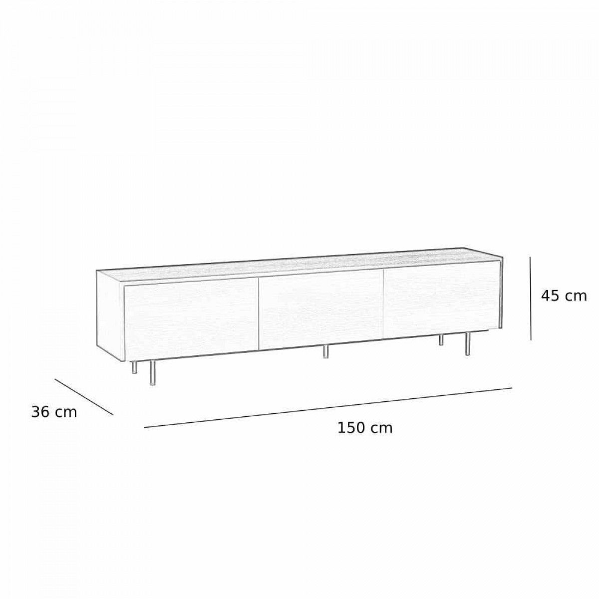 TV-Schrank Avento Schwarz / Weiß Eiche 150 cm