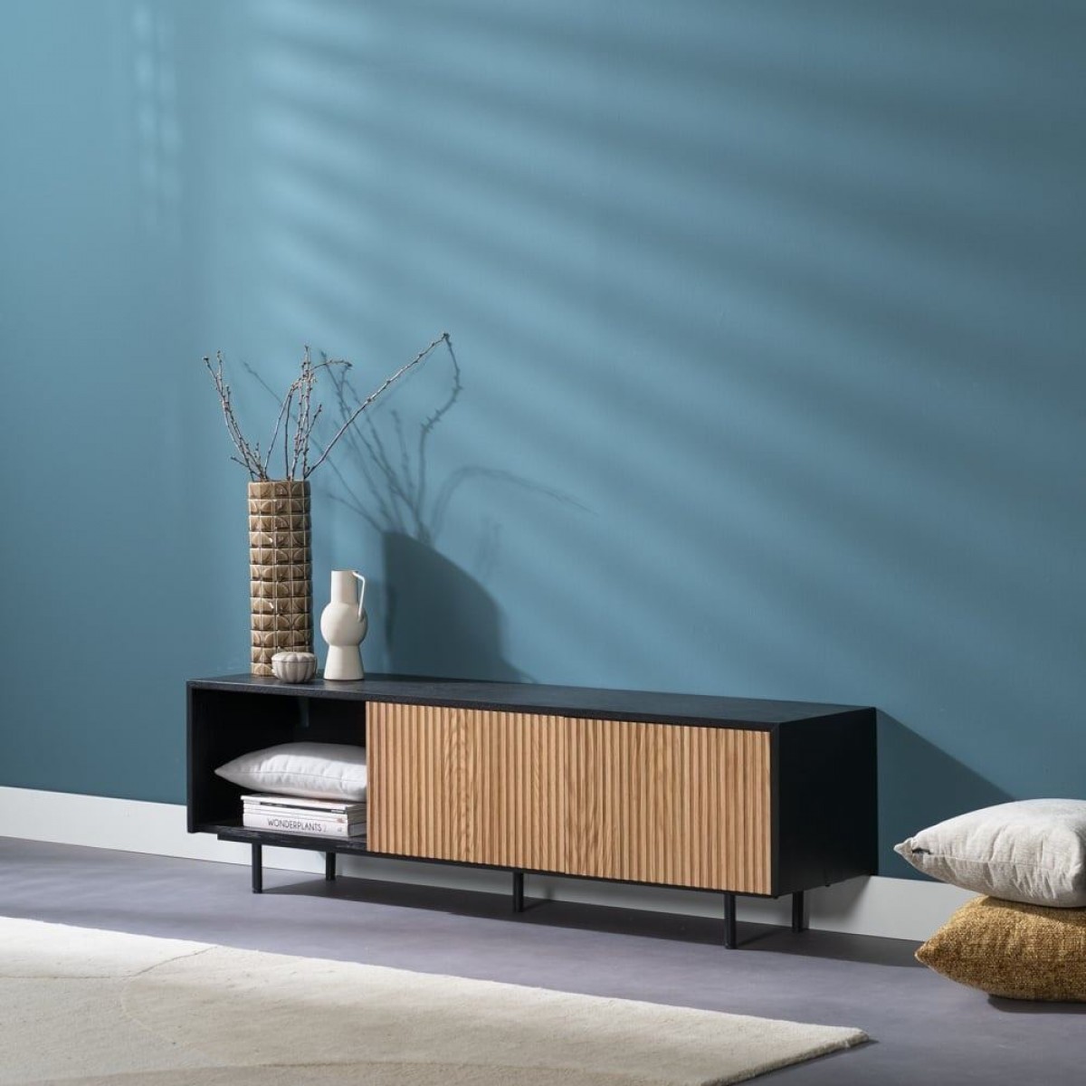 TV-Schrank Linda Eiche schwarz Natur 180 cm TV-Schrank Linda Eiche schwarz Natur 180 cm