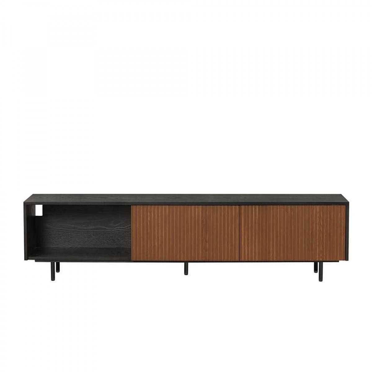 TV-Schrank Linda Schwarz / Rustikale Eiche 180 cm